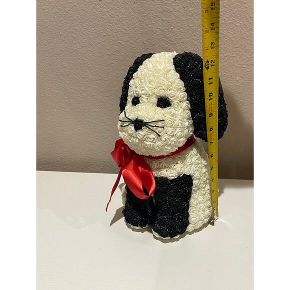 Handmade Pup From Roses Puppy Dog White Black - Picture 4 of 7